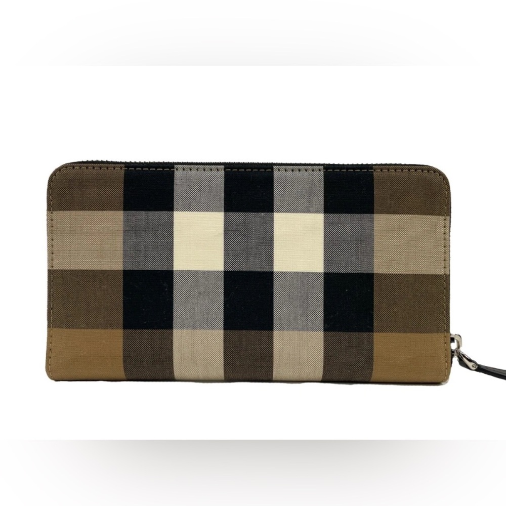 NEW $630 Burberry Taupe and Brown Checkered Wallet nova check ZIPPY FULL…